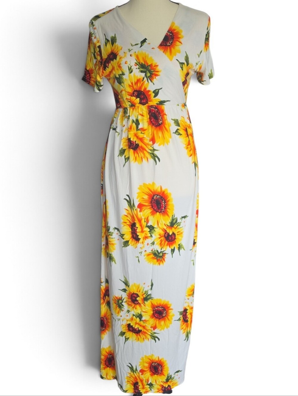 Xpenyo Sunflower Maxi Dress - Floral Wrap Style-Size Small